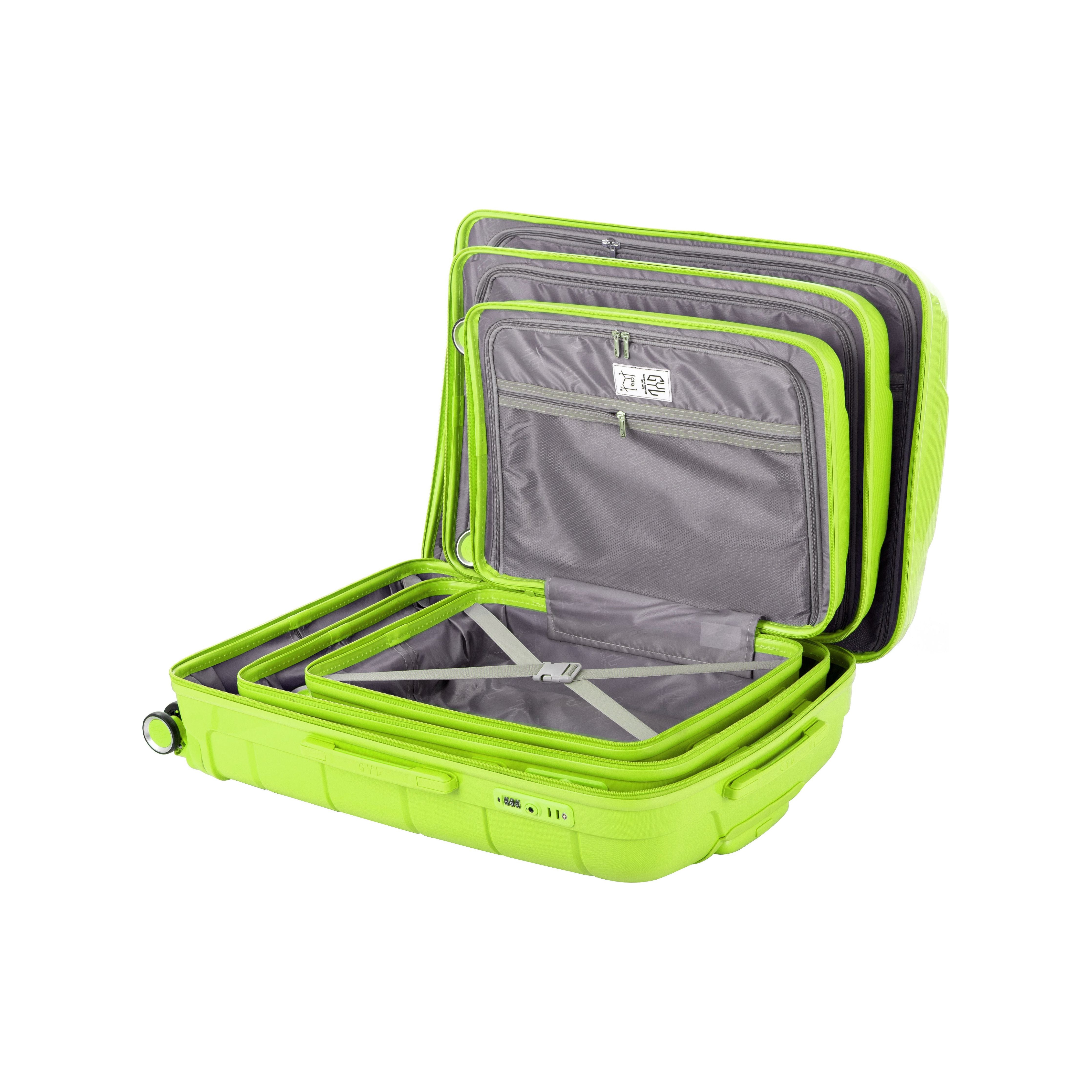 SET DE 3 VALISES RIGIDES LIME CH3 (TAILLES S, M, L)