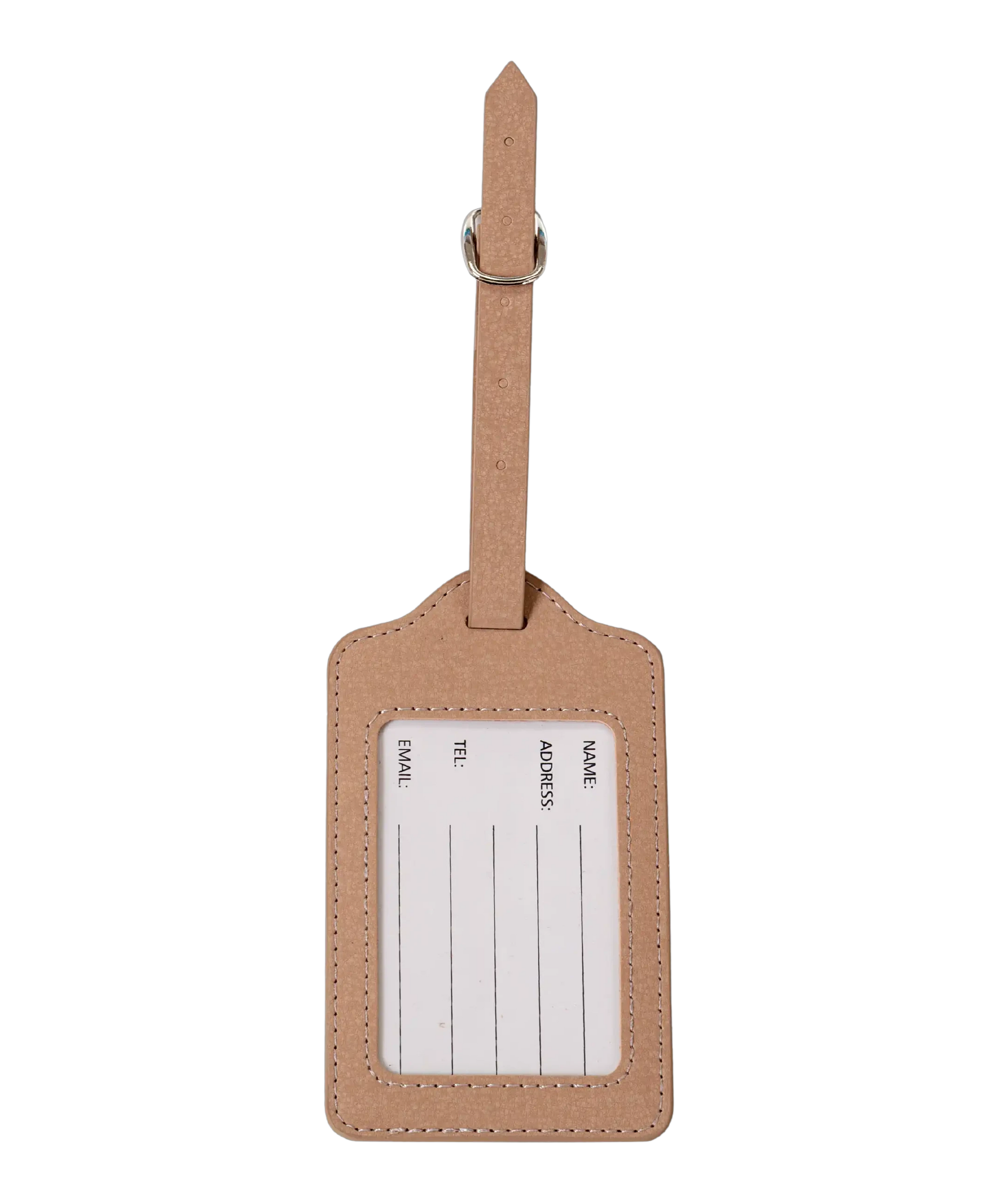 Etiquette a bagages GYL champagne vue dos avec carte identification fond transparent