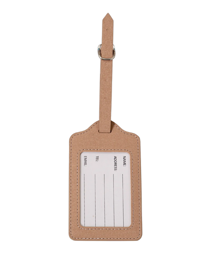 Etiquette a bagages GYL champagne vue dos avec carte identification fond transparent