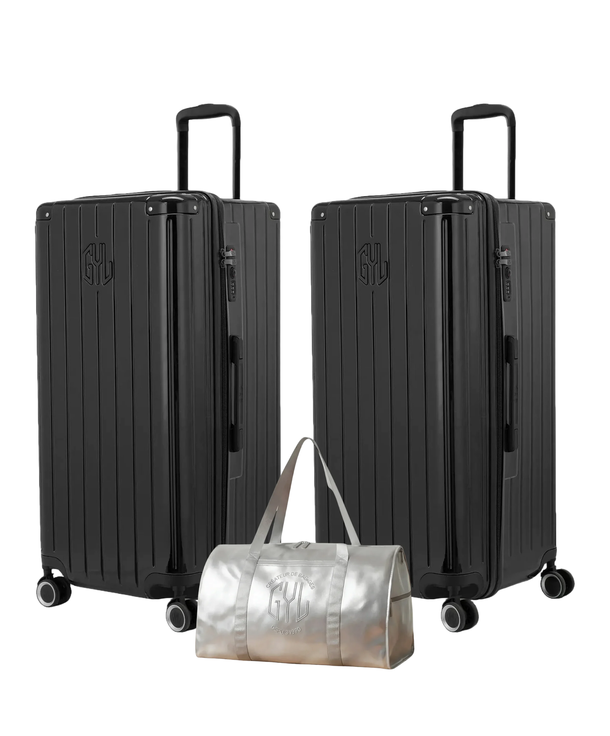 Pack 2 valises Trunk XL GYL coloris Noir et Noir avec sac week-end pliant Argent offert