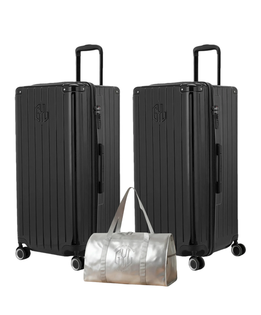 Pack 2 valises Trunk XL GYL coloris Noir et Noir avec sac week-end pliant Argent offert
