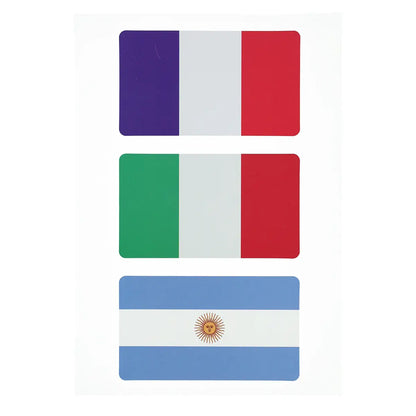 Planche de stickers avec les drapeaux de la France, de l’Italie et de l’Argentine