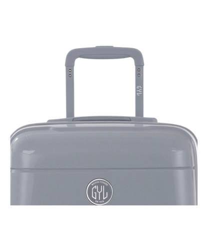 Valise Citadine en polypropylène cabine 55 cm coloris argent détail de la poignée trolley télescopique