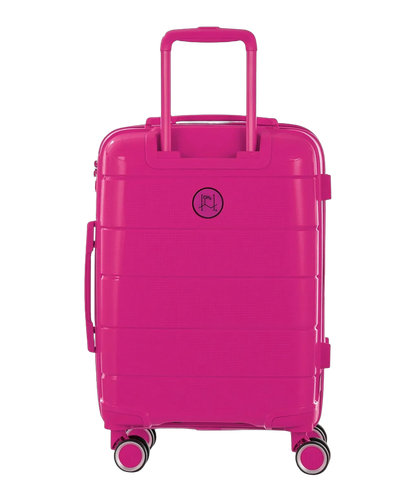 Valise cabine Citadine GYL fuchsia vue de dos avec trolley deploye