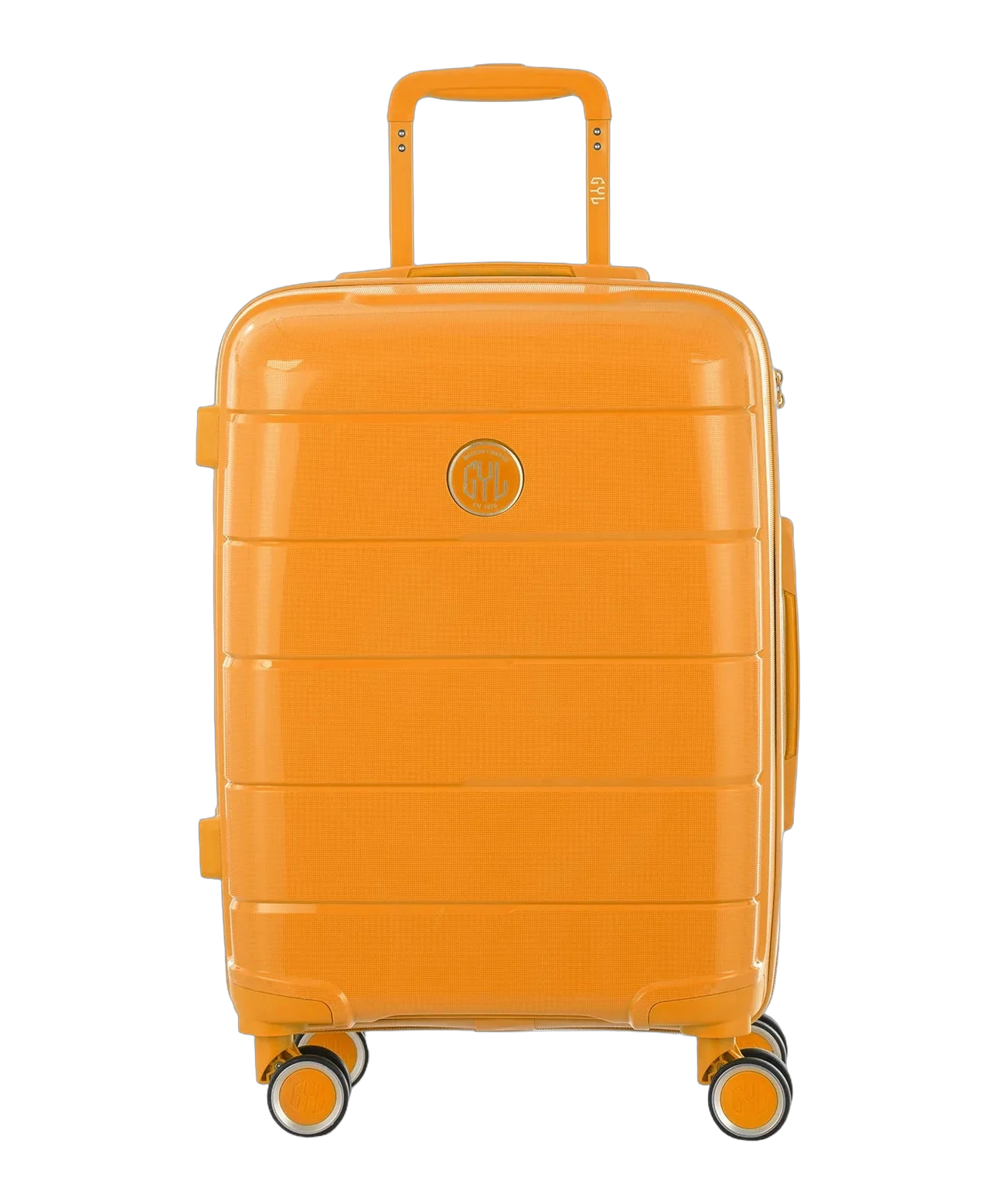 Valise cabine Citadine GYL jaune fonce vue de face avec logo