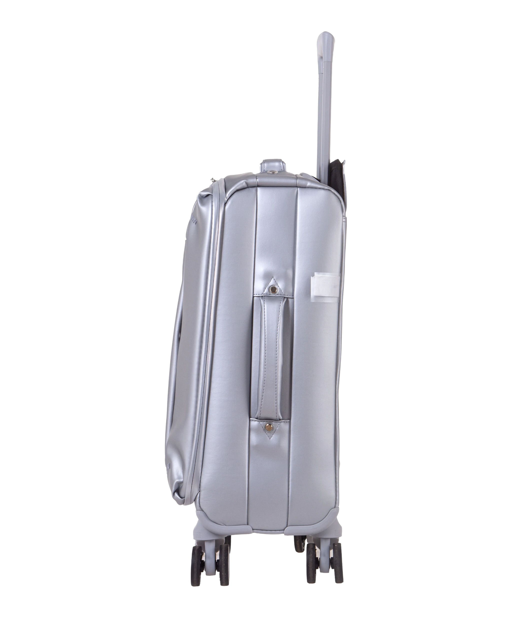 Valise Evasion GYL souple cabine 55 cm coloris argent vue de profil avec poignee laterale