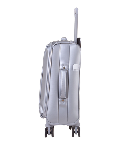 Valise Evasion GYL souple cabine 55 cm coloris argent vue de profil avec poignee laterale