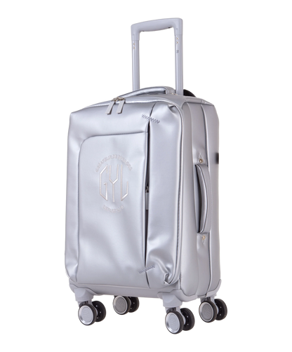 Valise Evasion GYL souple cabine 55 cm coloris argent vue trois quarts avant