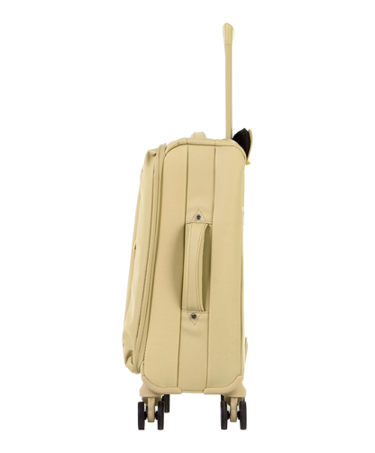 Valise Evasion GYL souple cabine 55 cm coloris champagne vue de profil avec poignee laterale
