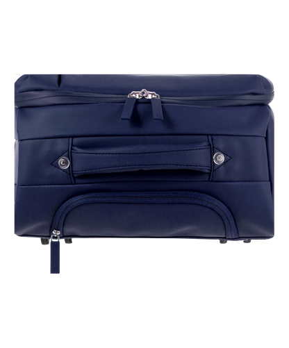 Valise Evasion GYL souple cabine 55 cm coloris marine detail vue du dessus avec poches et fermetures