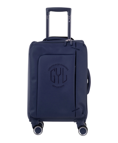 Valise Evasion GYL souple cabine 55 cm coloris marine vue de face avec logo GYL