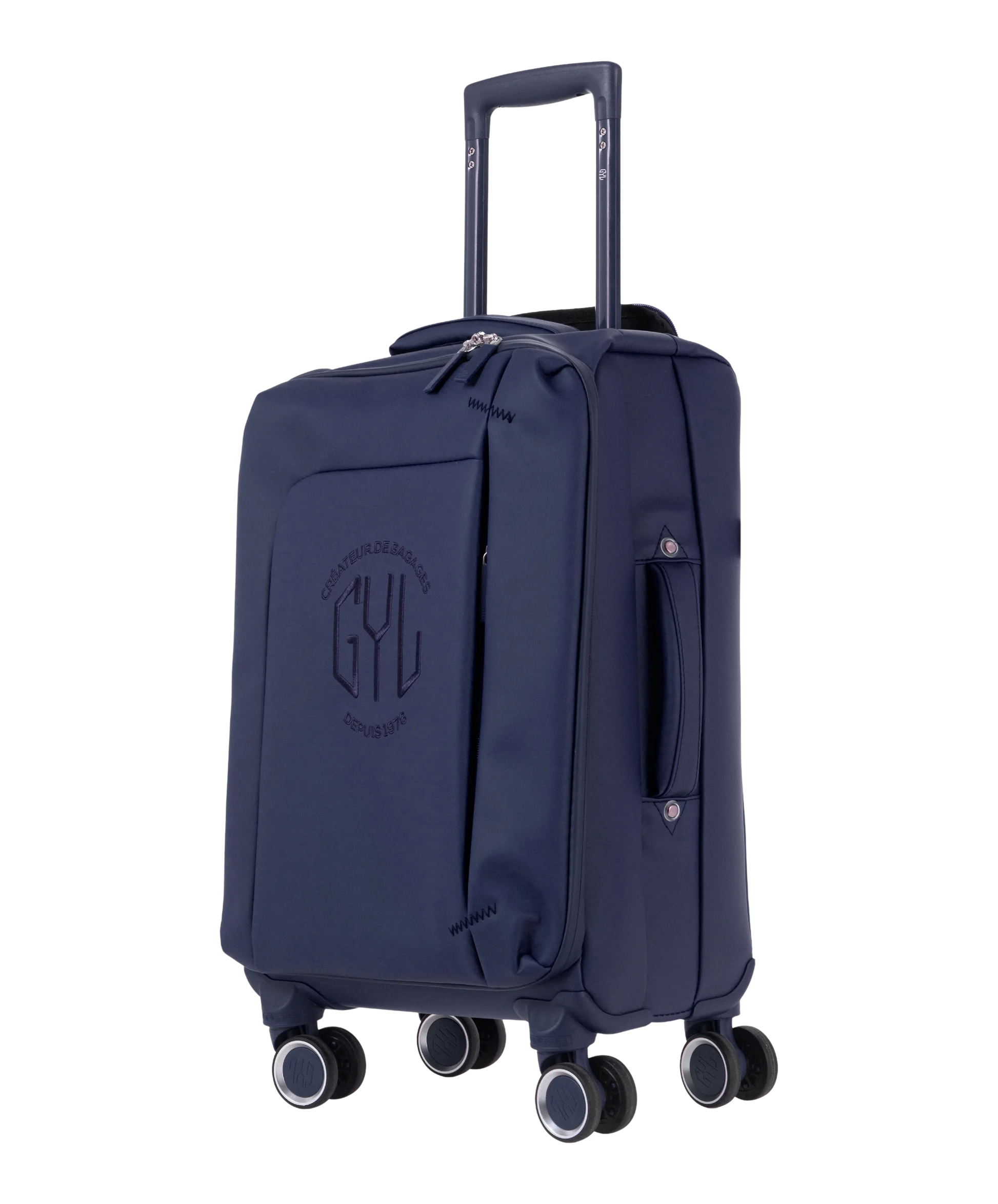 Valise Evasion GYL souple cabine 55 cm coloris marine vue trois quarts avant