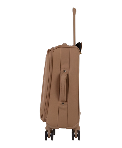 Valise Evasion GYL souple cabine 55 cm coloris moca vue de profil avec poignee laterale