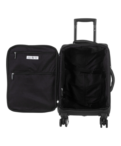 Valise Evasion GYL souple cabine 55 cm coloris noir interieur ouvert avec compartiments
