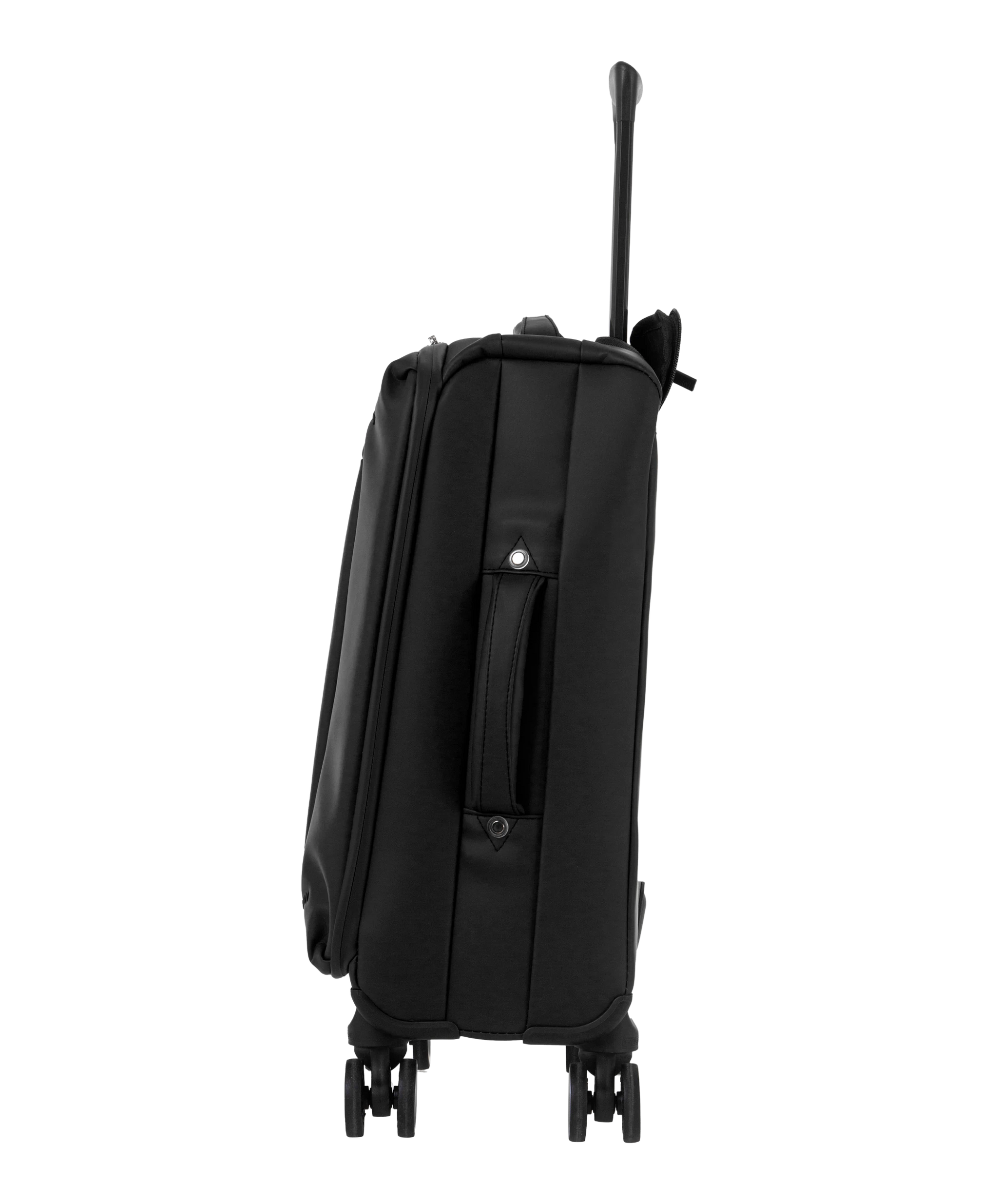 Valise Evasion GYL souple cabine 55 cm coloris noir vue de profil avec poignee laterale