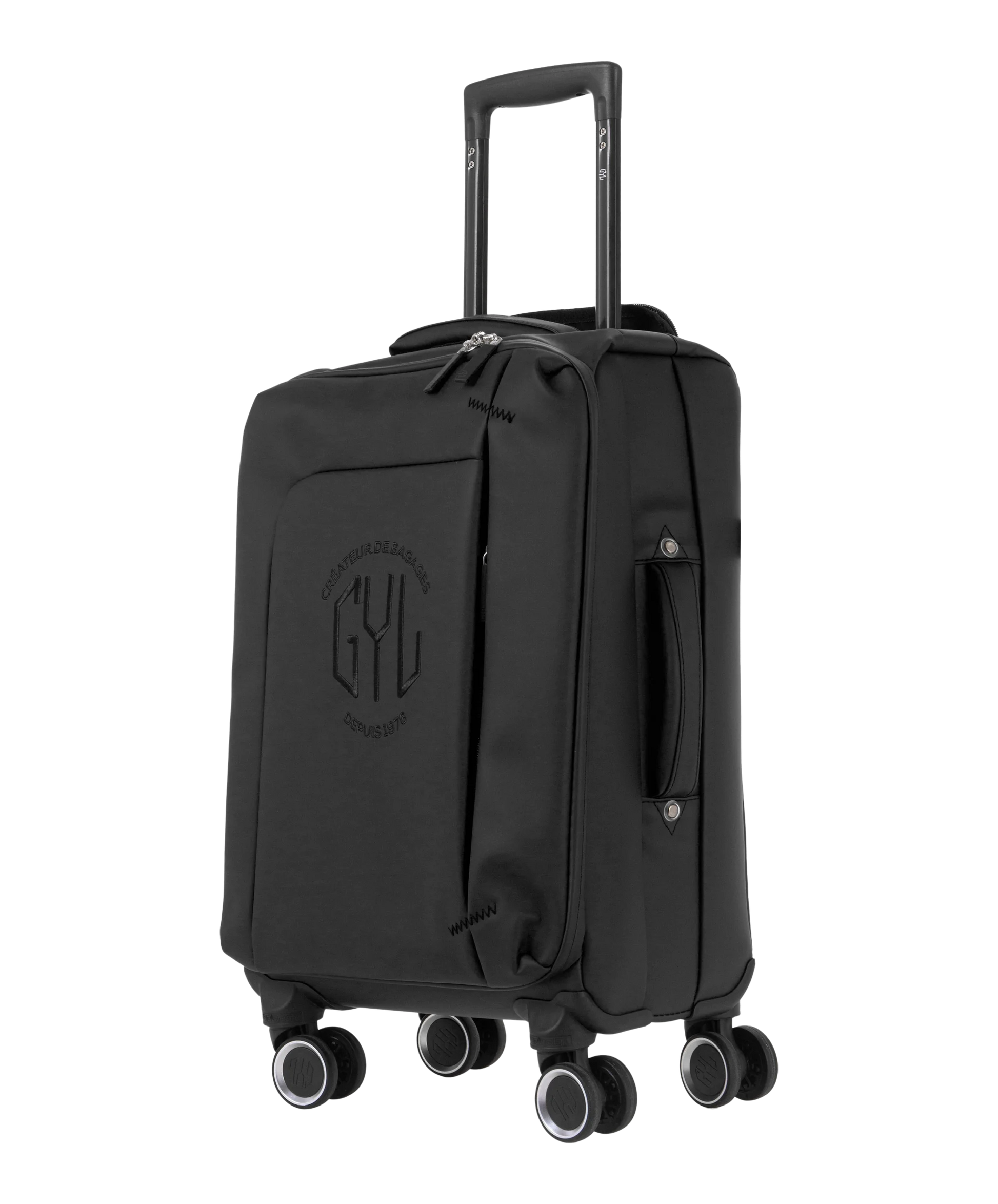 Valise Evasion GYL souple cabine 55 cm coloris noir vue trois quarts avant