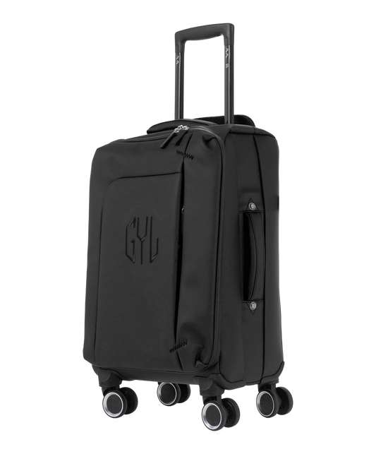 Valise Evasion GYL souple cabine 55 cm coloris noir vue trois quarts avant