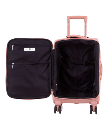 Valise Evasion GYL souple cabine 55 cm coloris rose-gold interieur ouvert avec compartiments