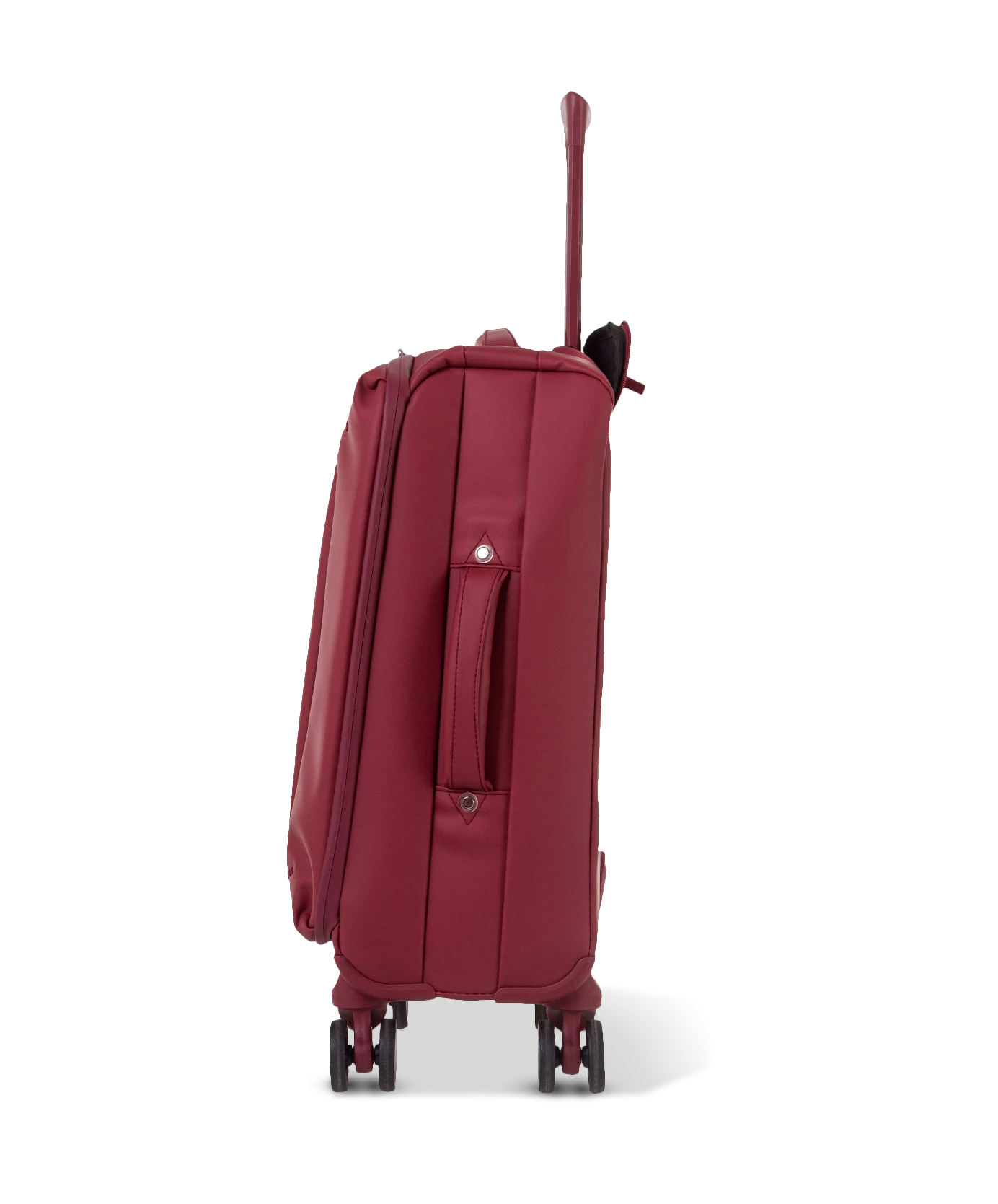 Valise souple Évasion en polyuréthane imperméable cabine 55 cm coloris rouge foncé vue de profil côté avec poignée latérale