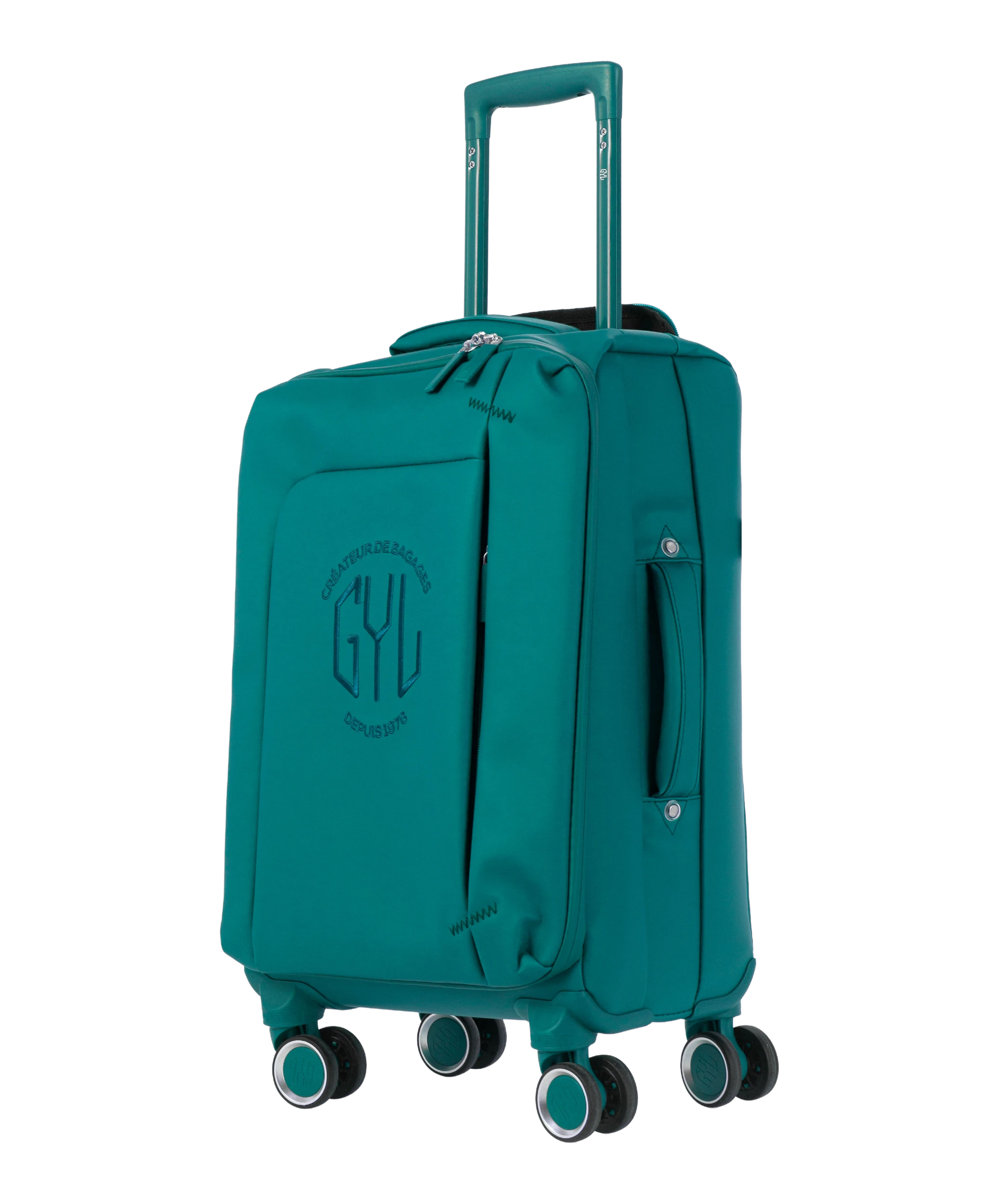 Valise Evasion GYL souple cabine 55 cm coloris sapin vue trois quarts avant