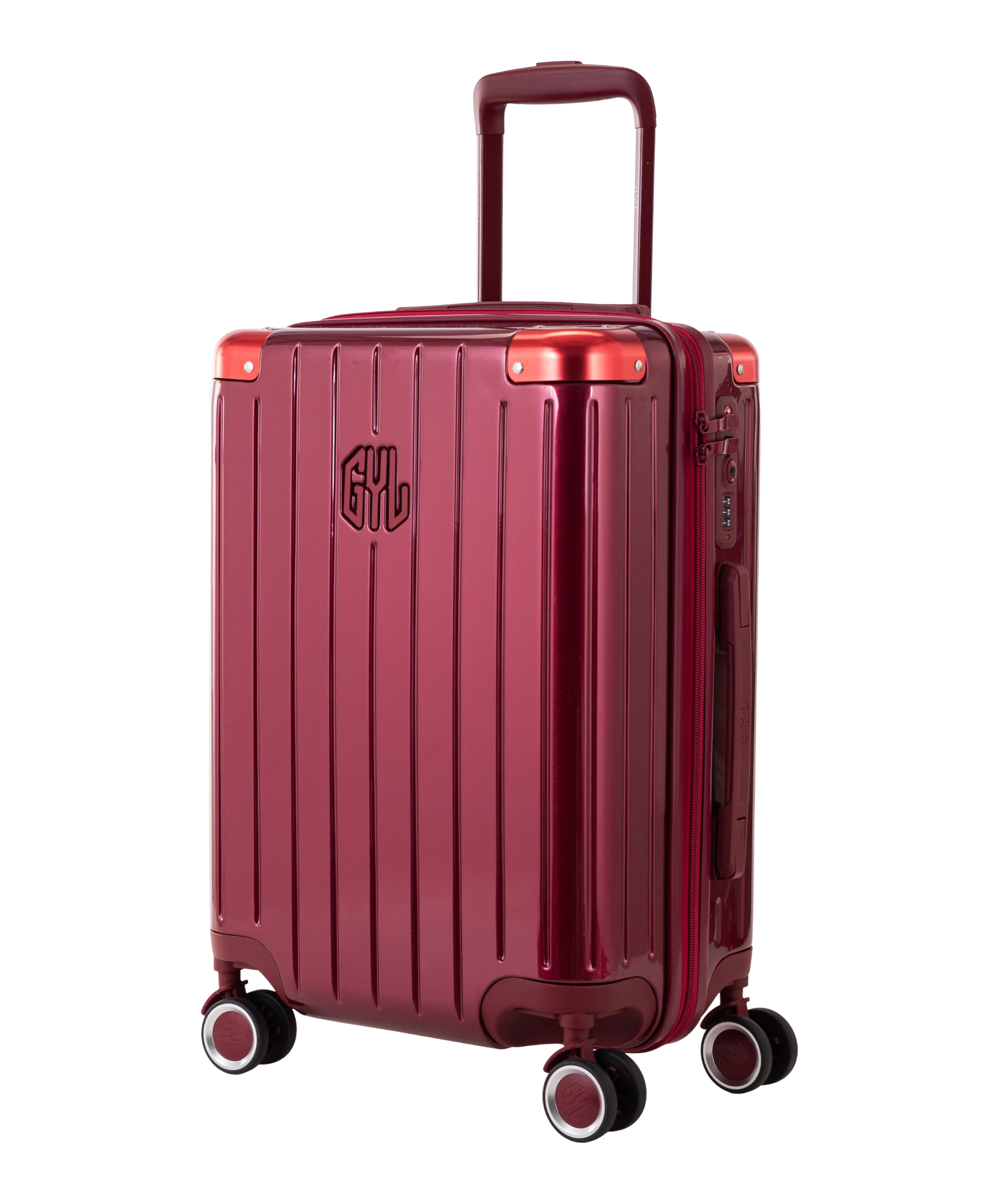 Valise Intemporelle en polycarbonate cabine 55 cm coloris dark red vue trois quarts