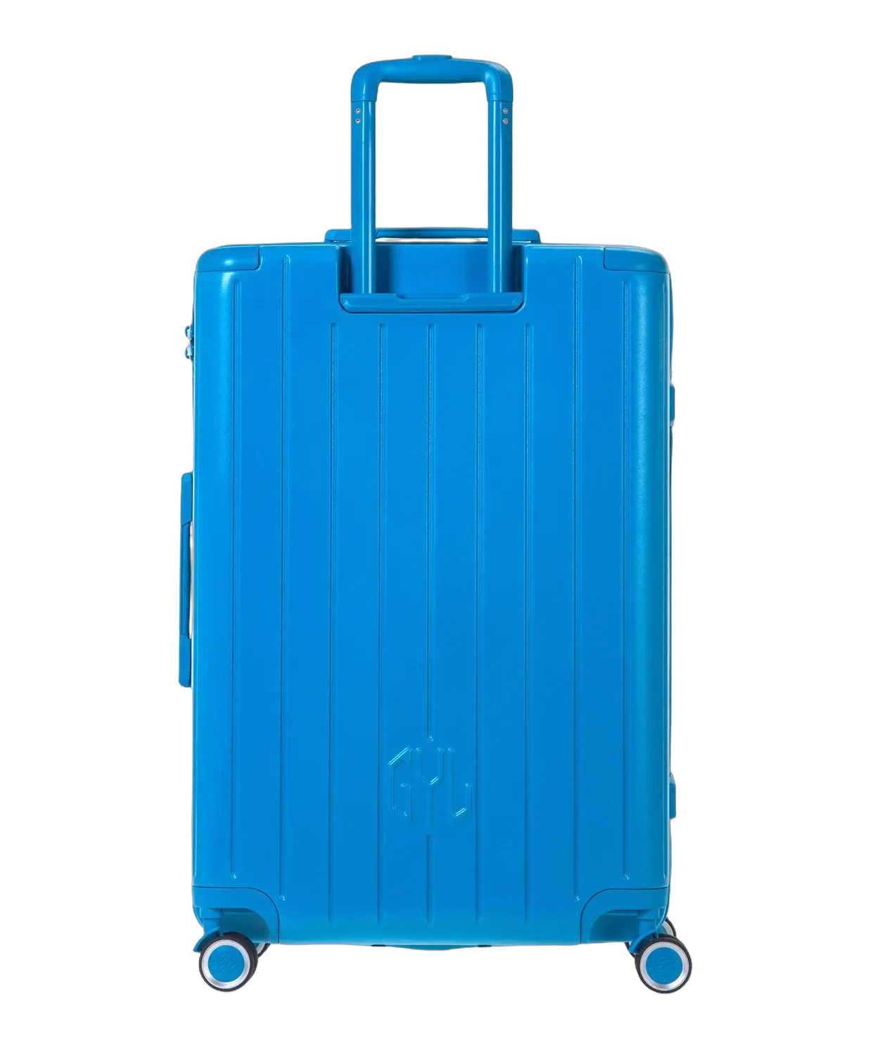 Valise Intemporelle en polycarbonate cabine 55 cm coloris menthe dos arriere avec logo GYL