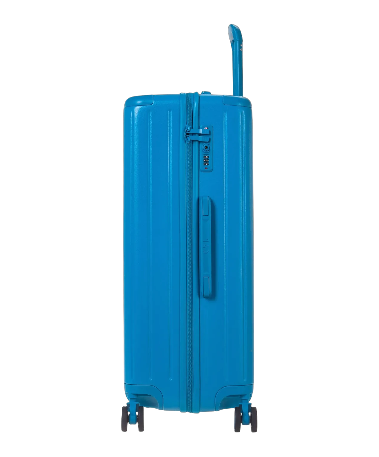 Valise Intemporelle en polycarbonate cabine 55 cm coloris menthe profil avec serrure TSA et zip