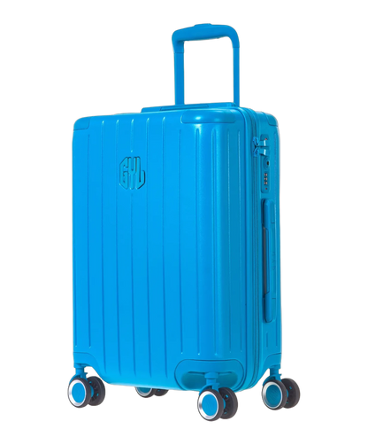 Valise Intemporelle en polycarbonate cabine 55 cm coloris menthe vue trois quarts avec logo GYL