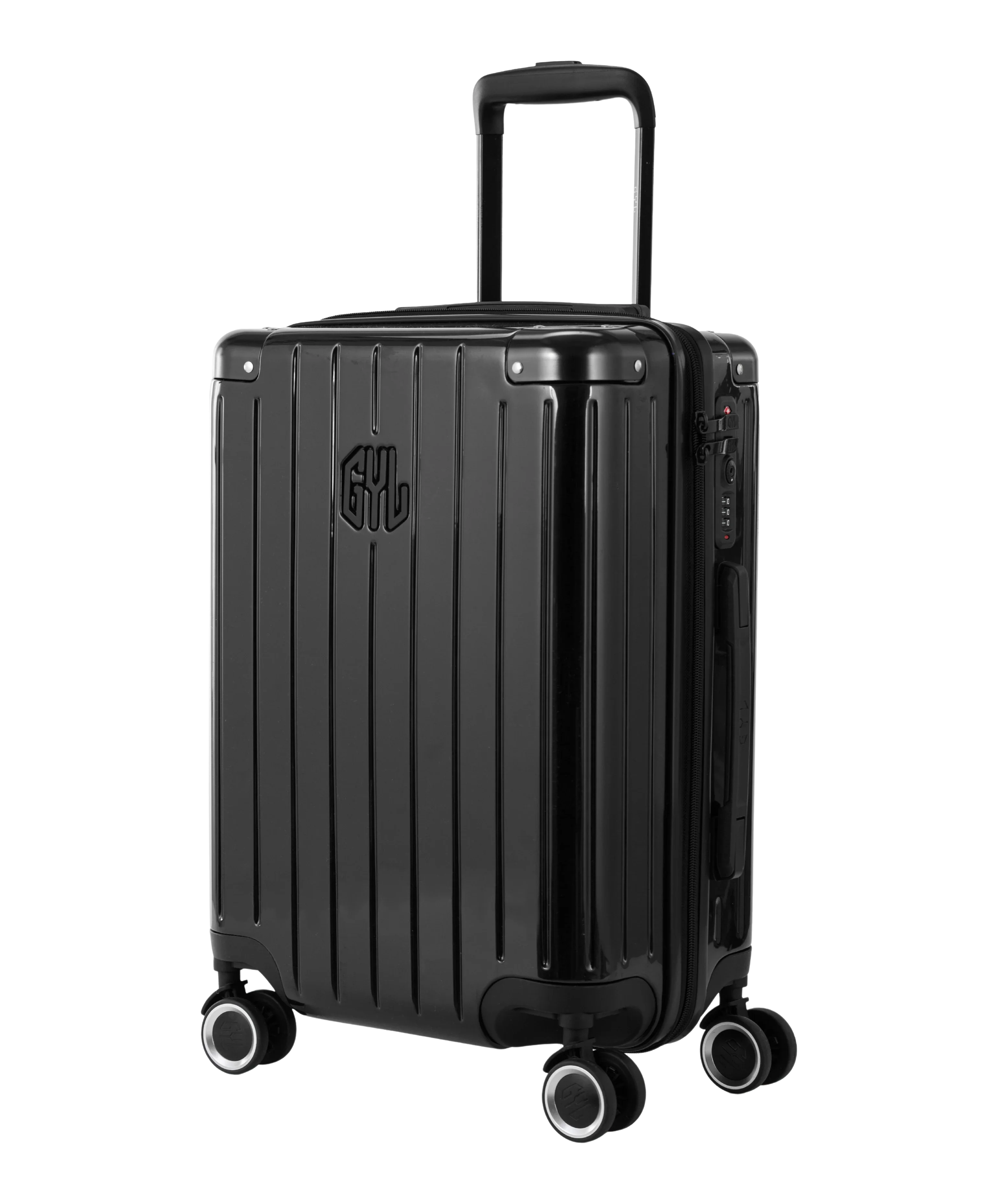 Valise Intemporelle en polycarbonate cabine 55 cm coloris noir vue trois quarts