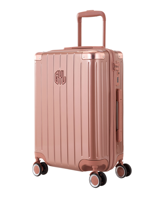 Valise Intemporelle en polycarbonate cabine 55 cm coloris rose gold vue trois quarts