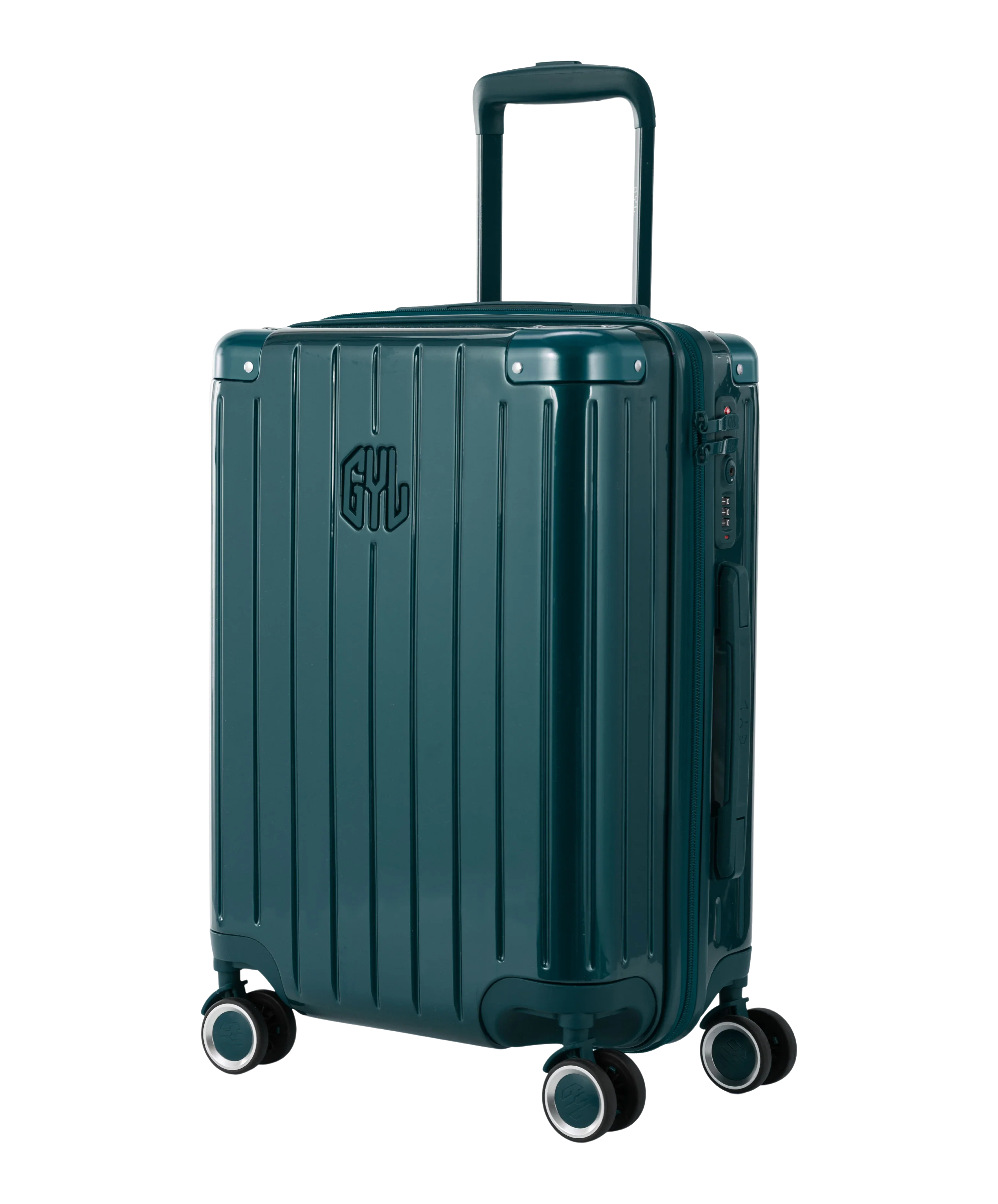 Valise Intemporelle en polycarbonate cabine 55 cm coloris vert sapin vue trois quarts