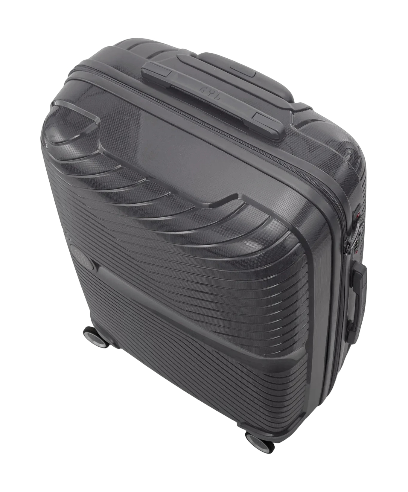 Valise cabine Signature GYL argent vue de dessus avec poignee