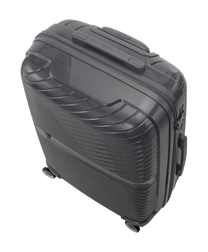 Valise cabine Signature GYL argent vue de dessus avec poignee