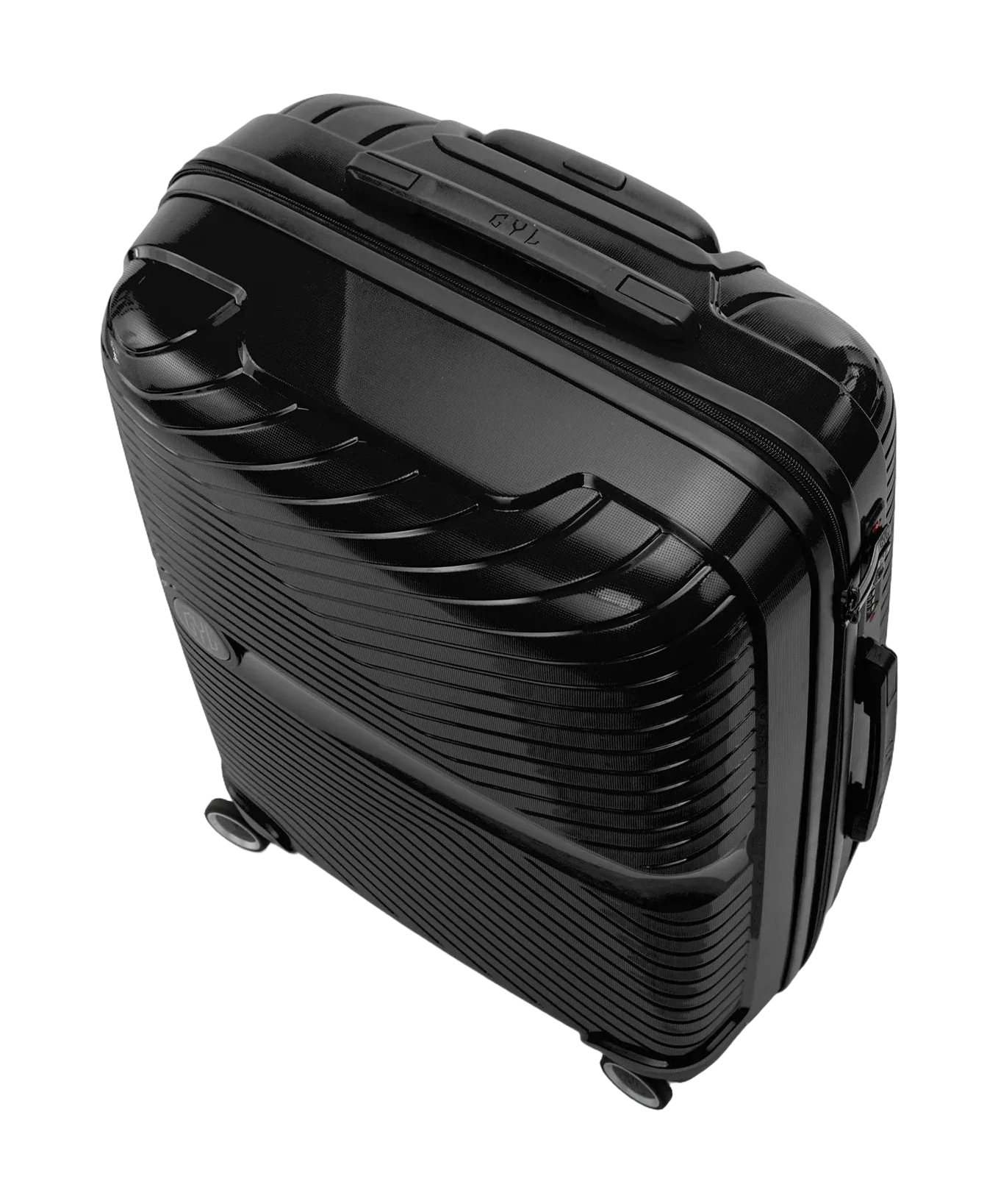Valise cabine Signature GYL noir vue de dessus avec poignee