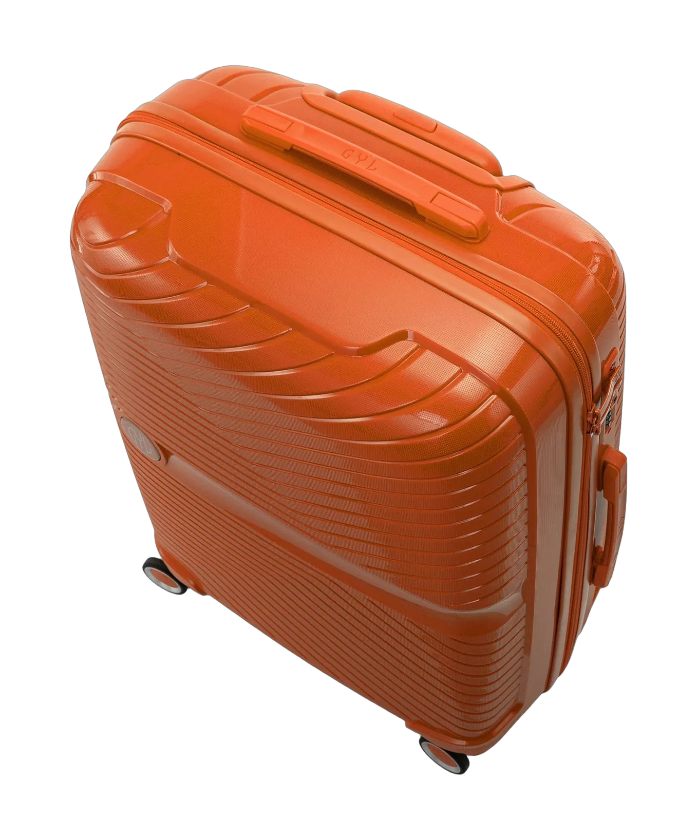 Valise cabine Signature GYL orange vue de dessus avec poignee