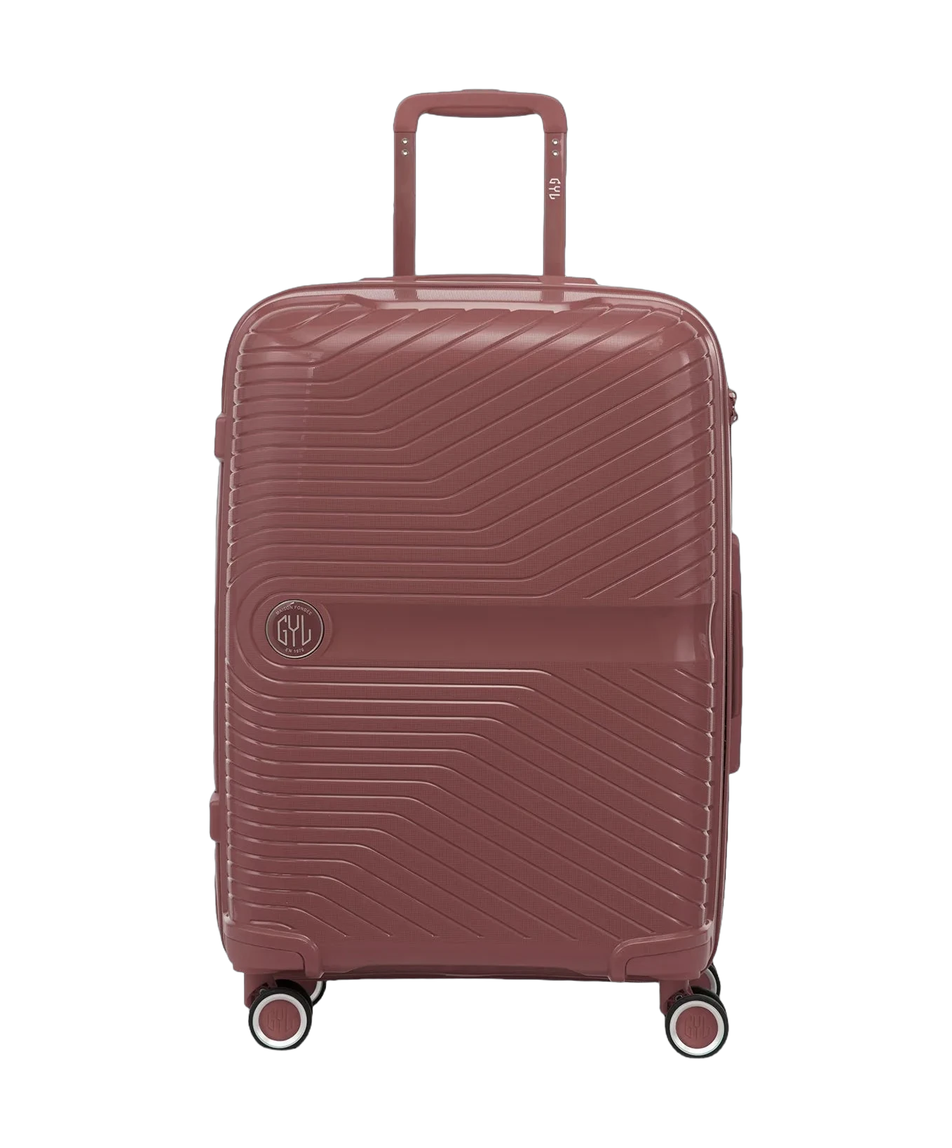 Valise cabine Signature GYL rose gold vue de face avec logo