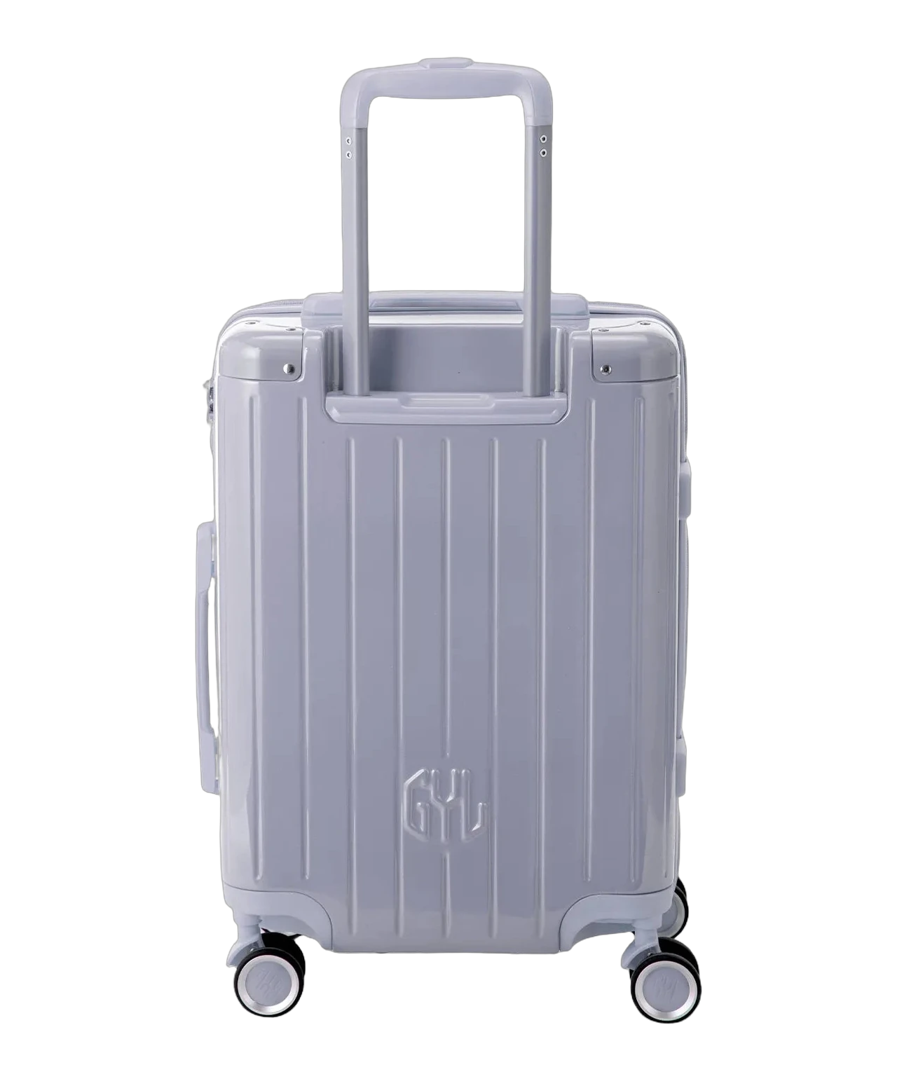 Valise de cabine rigide Intemporelle argent vue de profil avec serrure TSA GYL