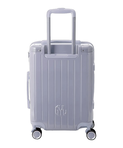 Valise de cabine rigide Intemporelle argent vue de profil avec serrure TSA GYL