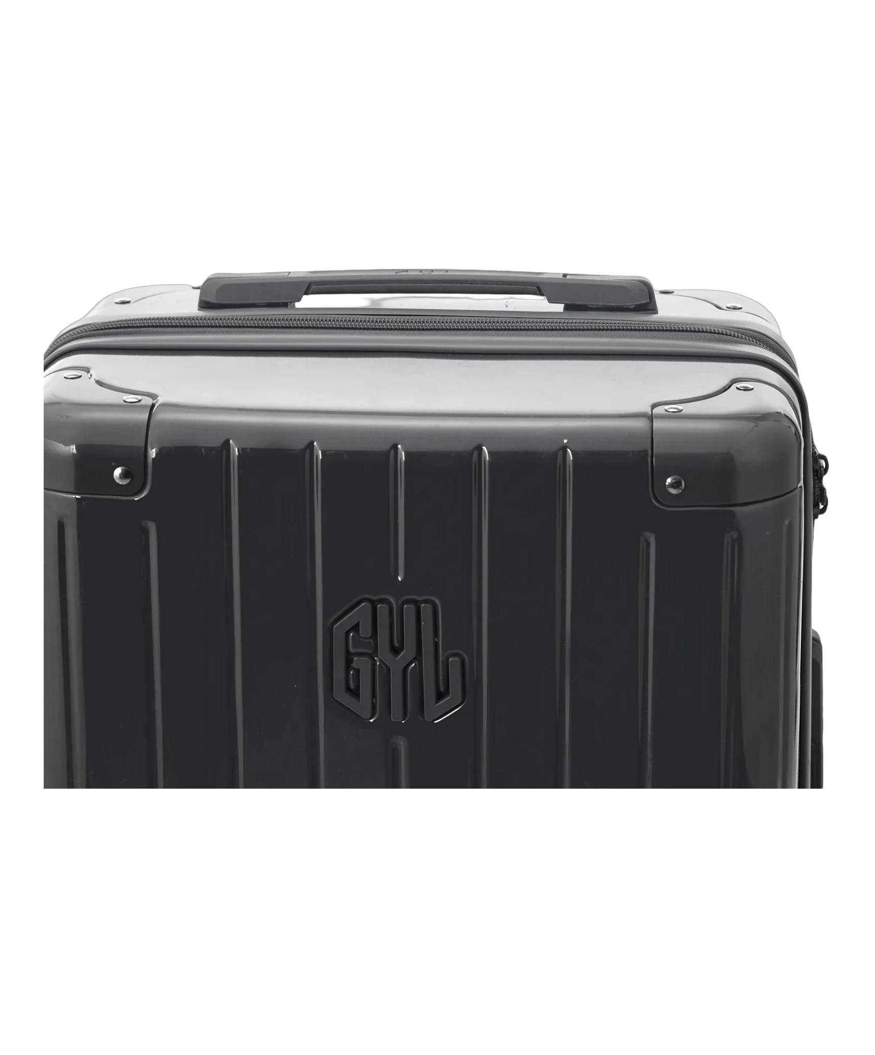 Poignee trolley telescopique GYL deployee sur la valise Intemporelle gris fonce