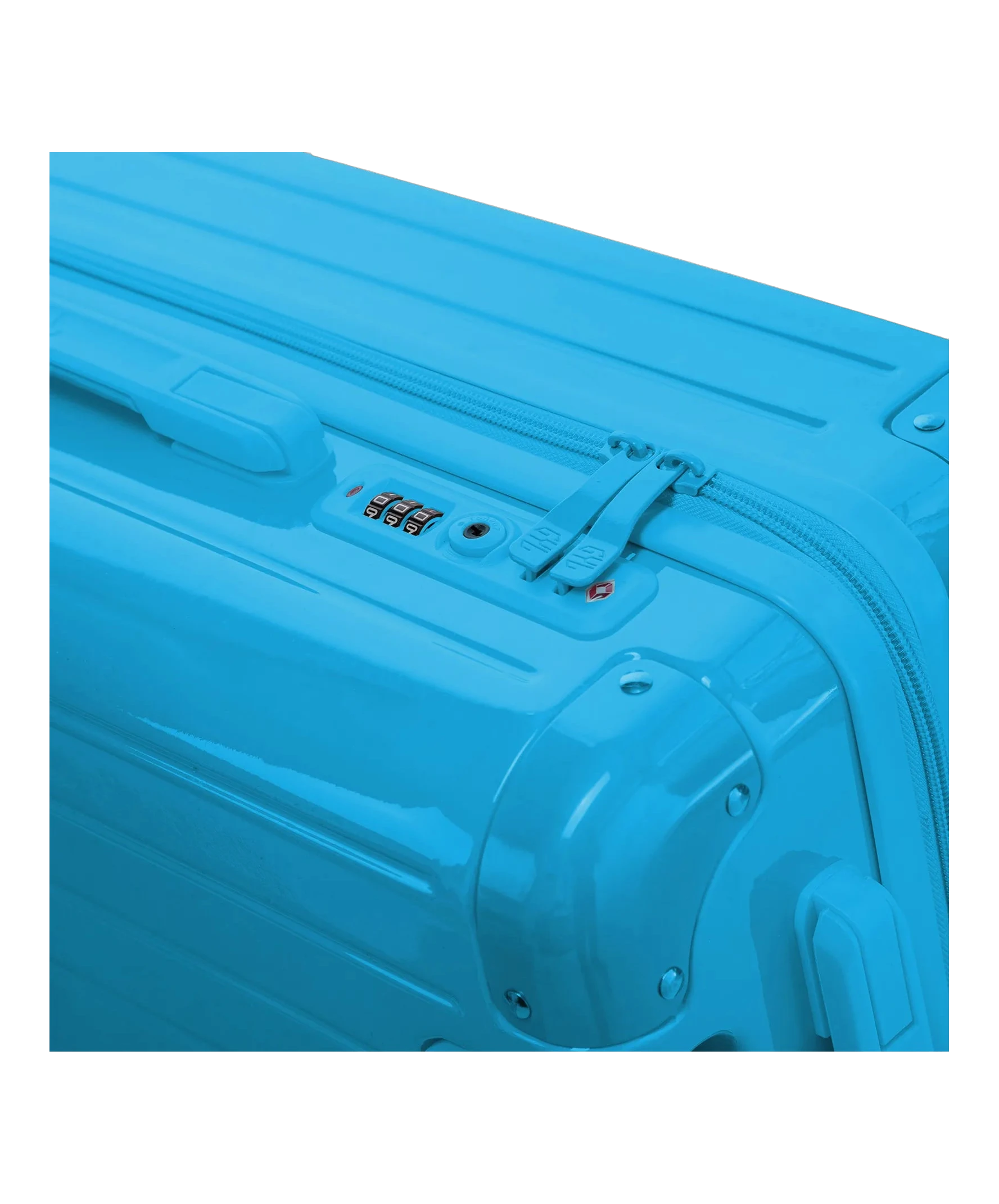 Poignee trolley telescopique GYL deployee sur la valise Intemporelle menthe