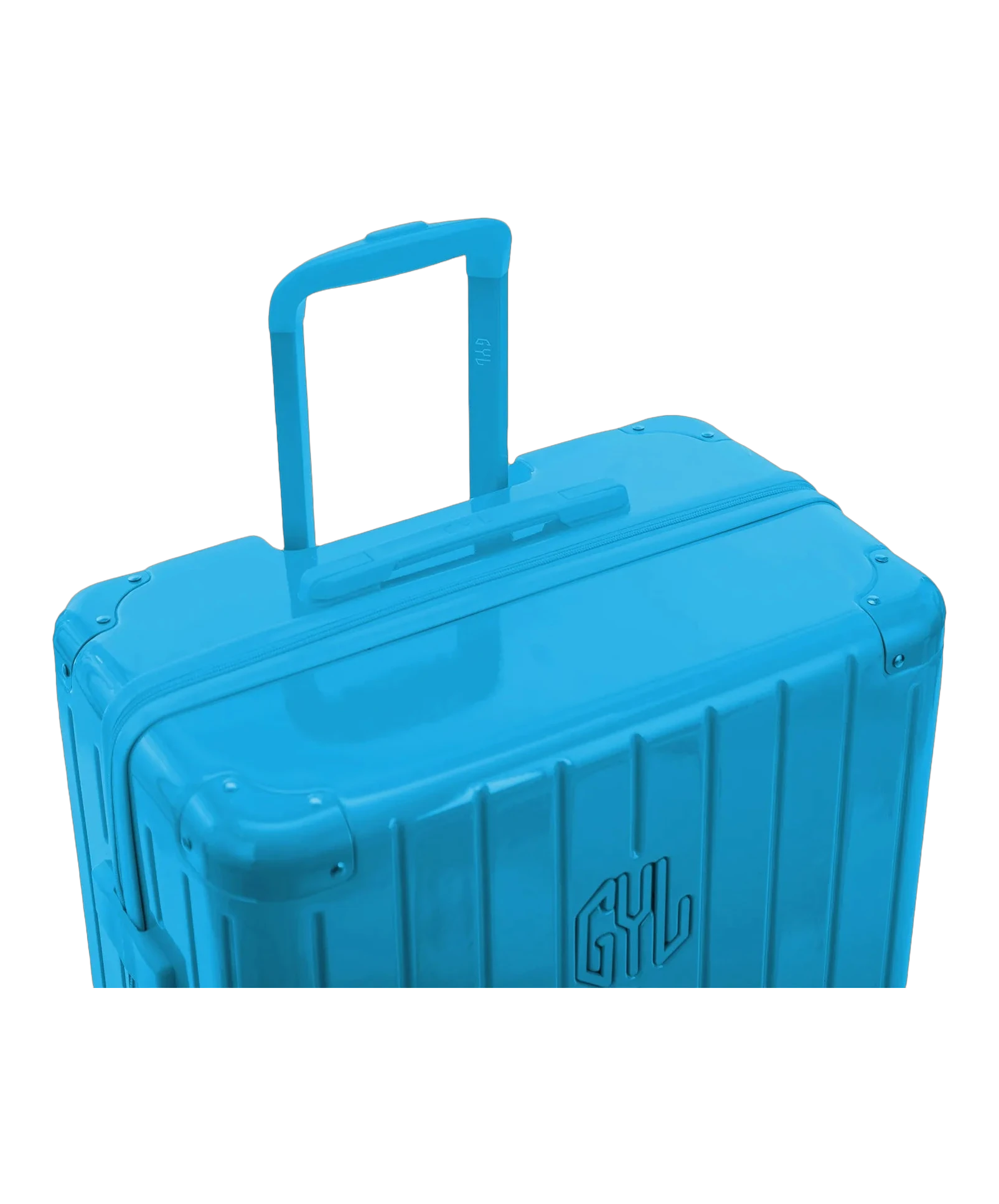 Roue double 360 de la valise GYL Intemporelle menthe avec gravure du logo sur le moyeu