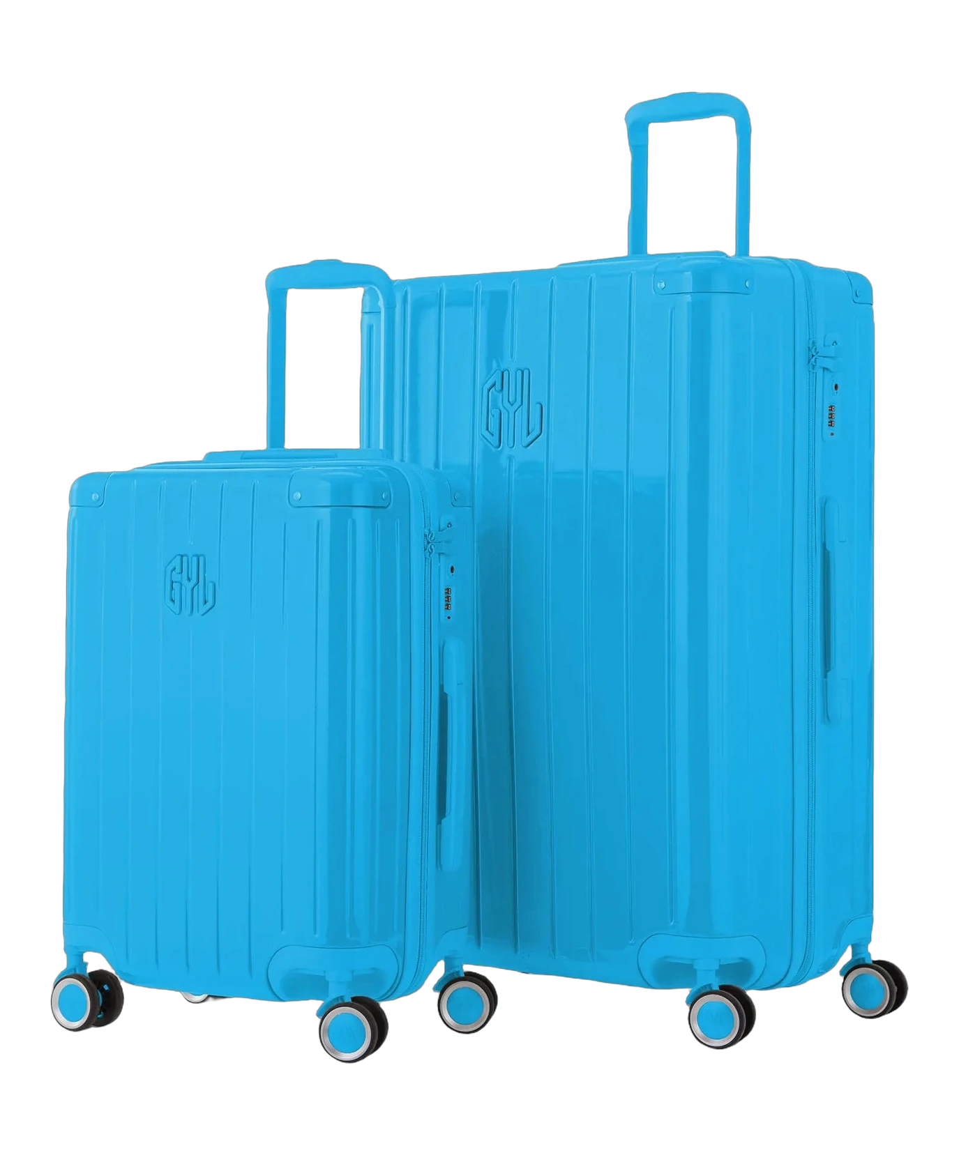 Valise rigide Intemporelle menthe vue de dos avec poignees integrees et roulettes pivotantes GYL