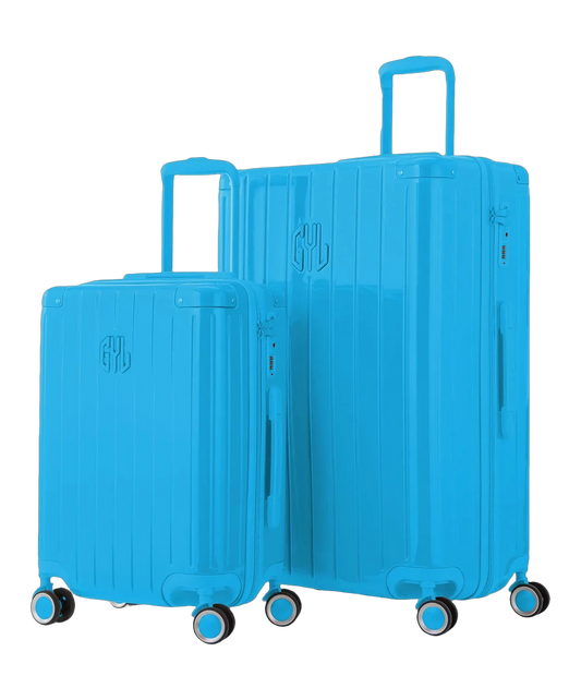 Valise rigide Intemporelle menthe vue de dos avec poignees integrees et roulettes pivotantes GYL