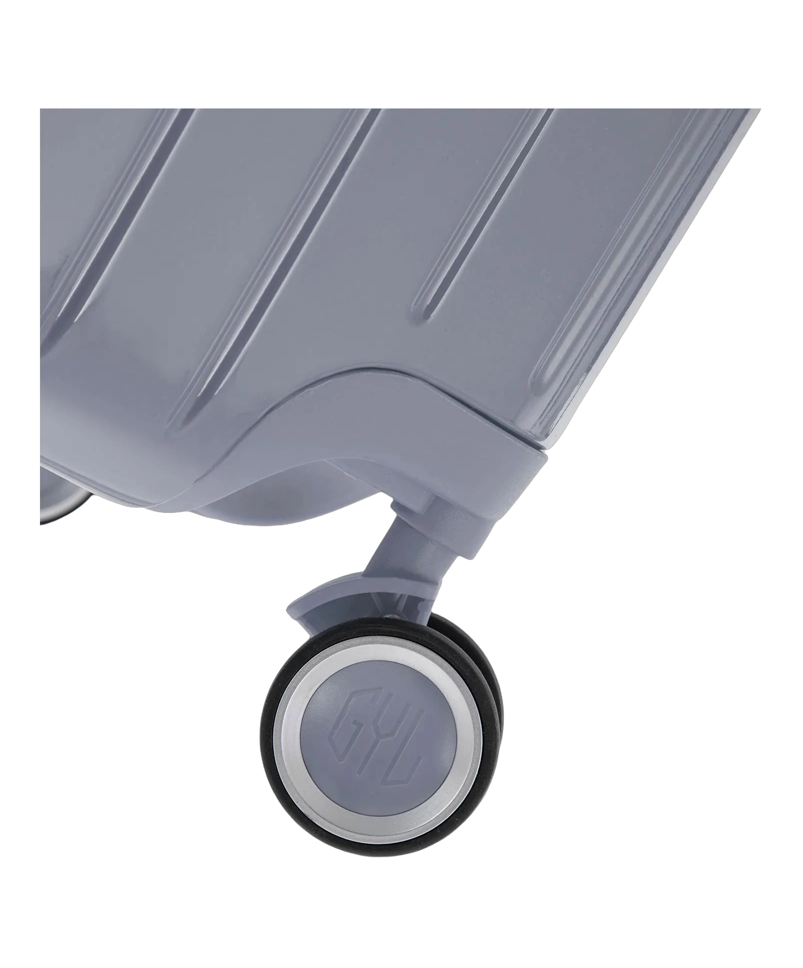Interieur compartimente de la valise GYL Intemporelle argent avec sangles croisees et poches filet