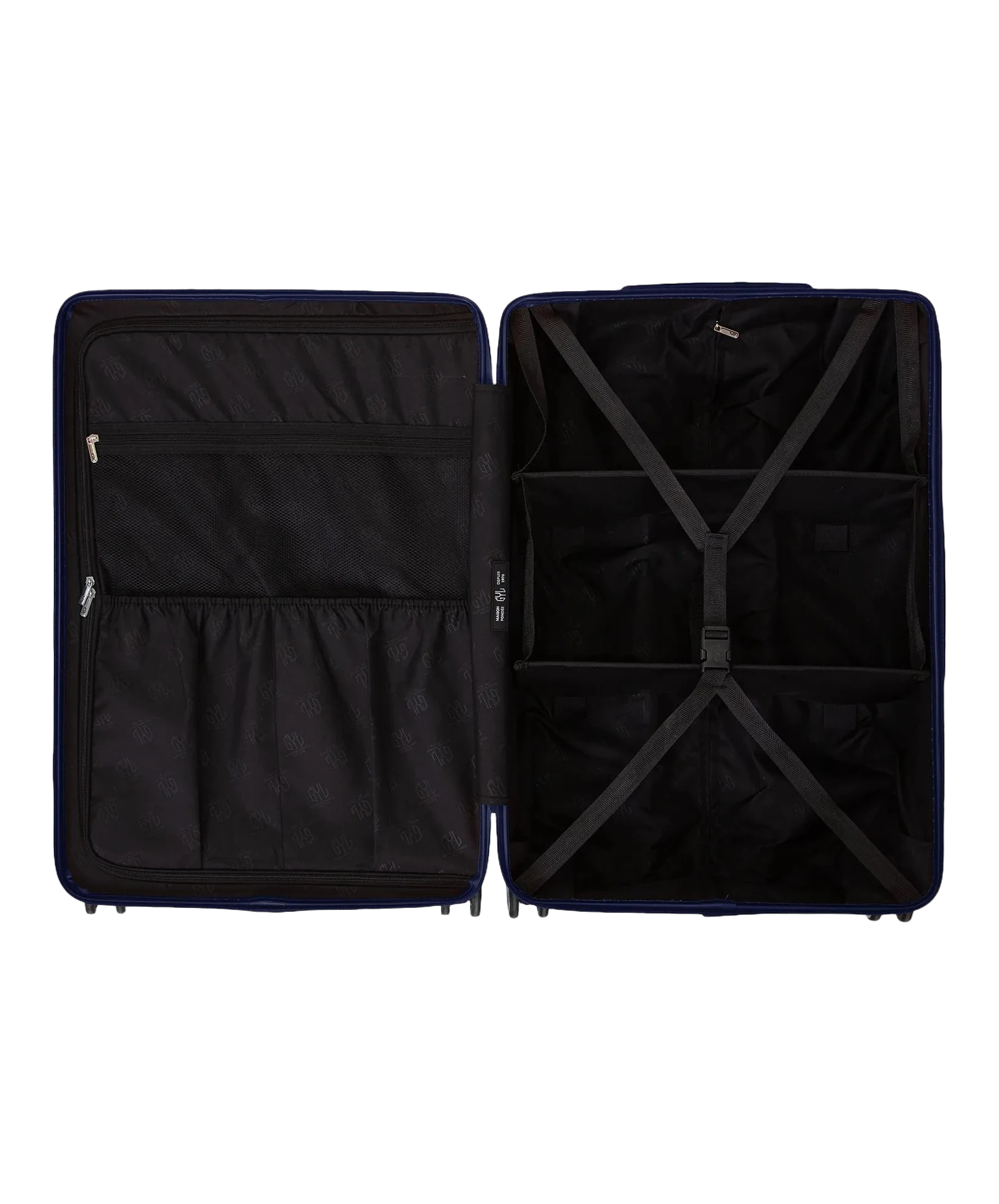 Roue double 360 de la valise GYL Intemporelle marine avec gravure du logo sur le moyeu