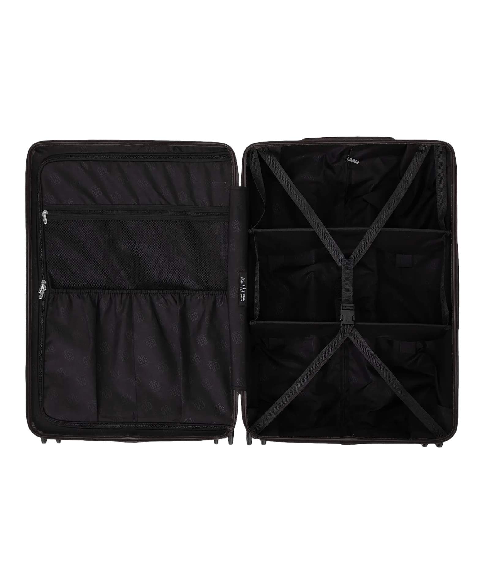 Roue double 360 de la valise GYL Intemporelle noir avec gravure du logo sur le moyeu