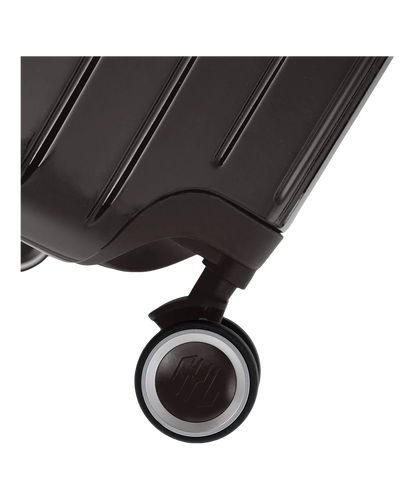 Interieur compartimente de la valise GYL Intemporelle noir avec sangles croisees et poches filet