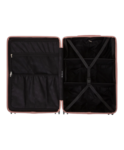 Roue double 360 de la valise GYL Intemporelle rose gold avec gravure du logo sur le moyeu