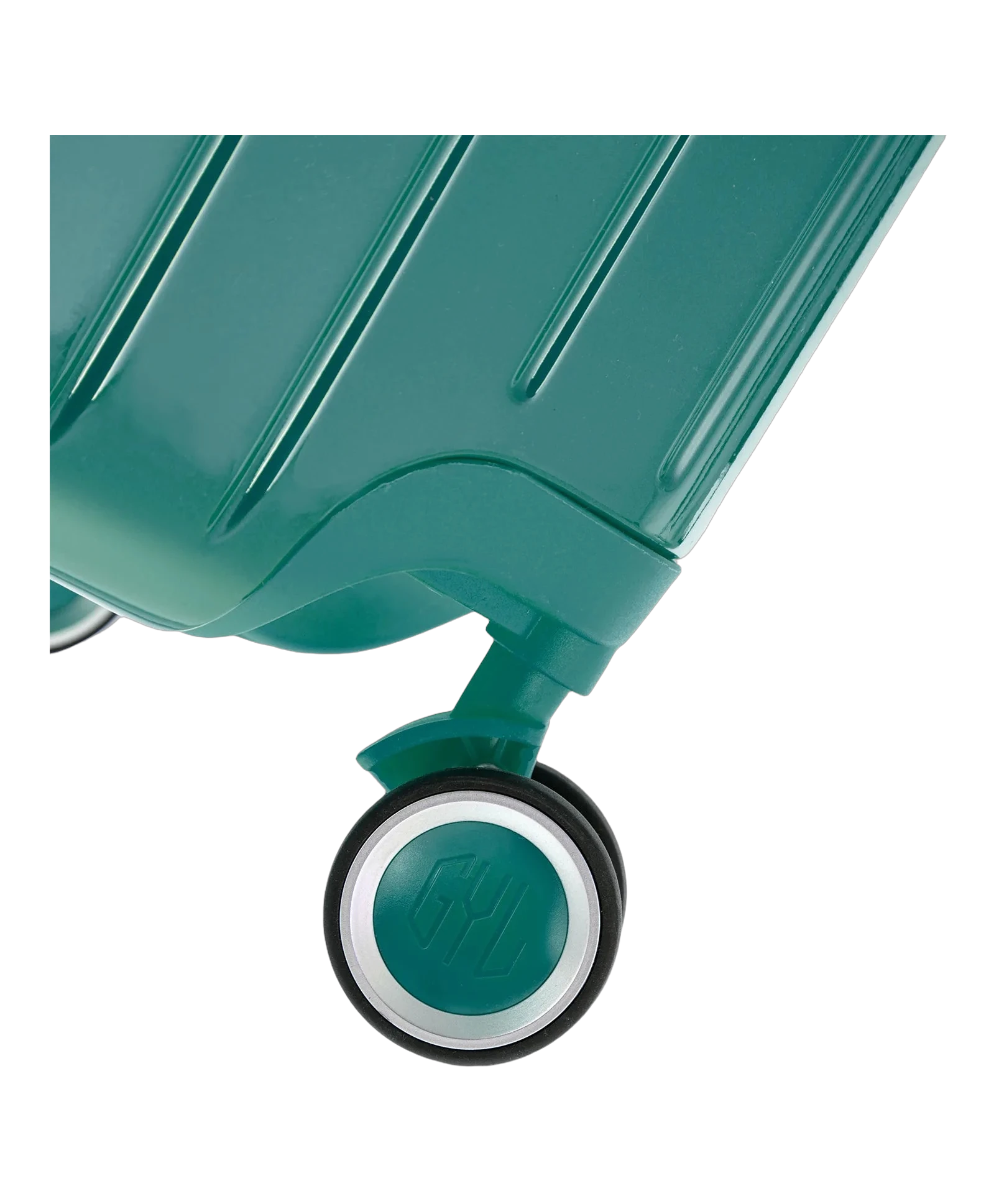 Interieur compartimente de la valise GYL Intemporelle vert pomme avec sangles croisees et poches filet
