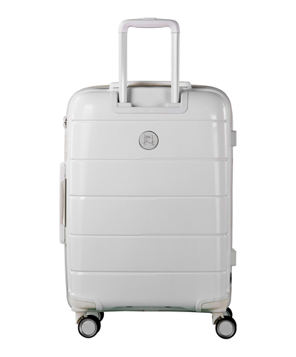 Valise Citadine en polypropylene semaine 65 cm coloris blanc dos arriere avec logo GYL
